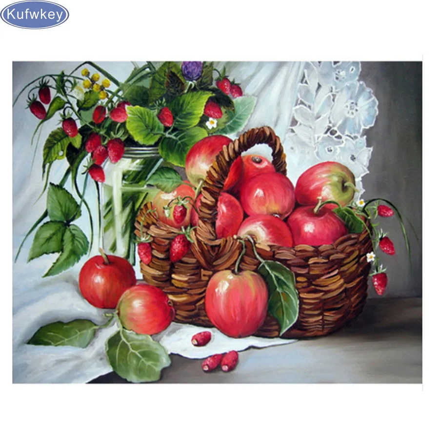 

5D DIY diamond embroidery still life of apple diamond painting Cross Stitch flowers full drill Rhinestone mosaic decoration gift
