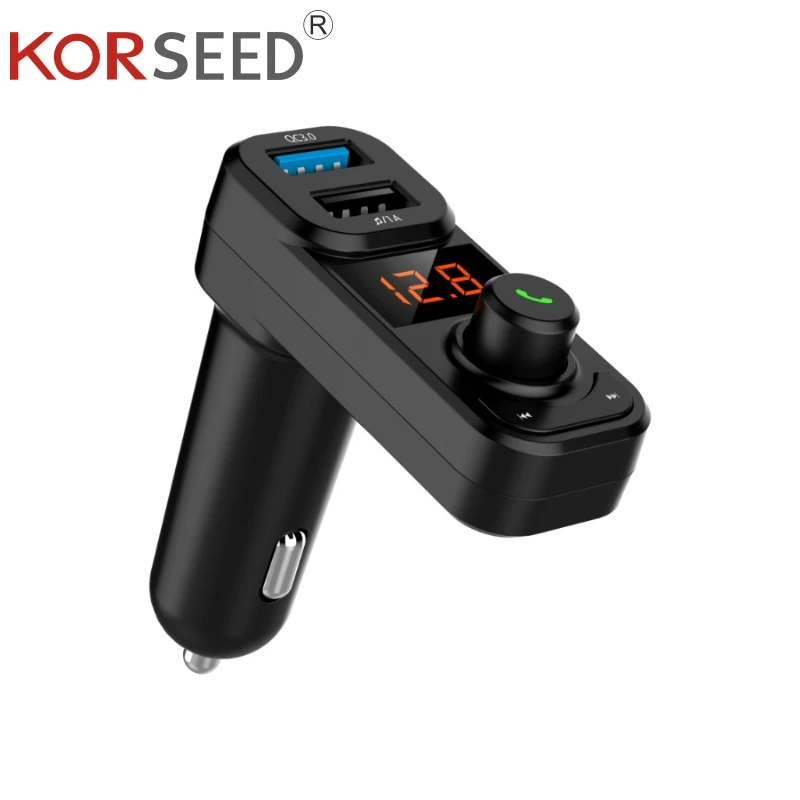 

KORSEED Car Bluetooth Kit Phone Handsfree Wireless Carkit QC3.0 Quick USB Charger FM Transmitter modulator Auto Audio Mp3 Player