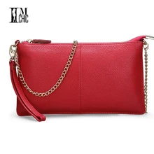 Soft Genuine Leather Women Clutch Bags Chain Shoulder Bag Real Cowhide Purse Organizer Evening Party Handbags Classic Girl Gift