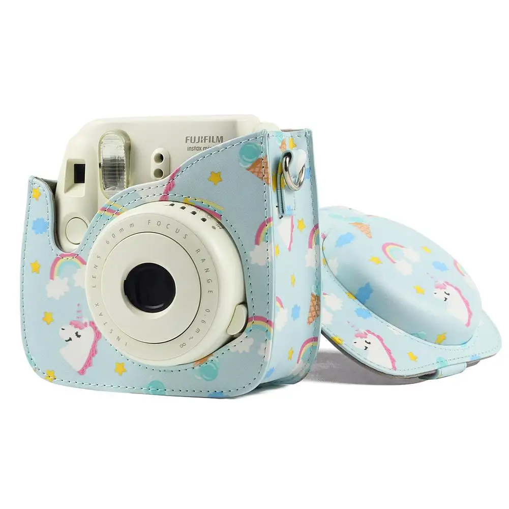 Fuji Fujifilm Instax Mini 9 Mini 8 сумка для камеры из искусственной кожи Аксессуары для мгновенной камеры сумка на плечо защитный чехол с ремешком - Цвет: Unicorn