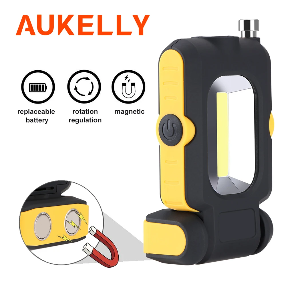 

Aukelly USB Rechargeable LED Work Light Magnetic Stand Hook garage COB lamp car repaire Flashlight With Pick Up tool Magnet