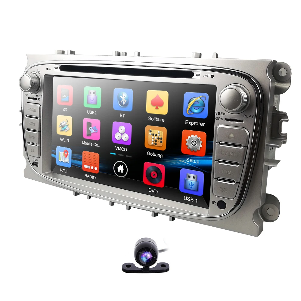 Top Double 2 Din Car DVD Player GPS Navi for Ford Focus Mondeo Galaxy 3G Audio Radio Stereo Head Unit BT RDS Can-Bus 8G map CAM DAB+ 3