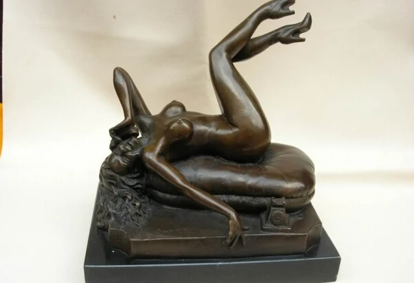 

USPS to USA S3512 Western Superb Art oomph bronze base marble nude belle sculpture Statue (B0413)