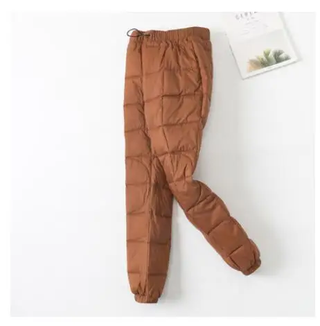 Jvzkass Winter down trousers women wear slim casual sports pants high waist thick warm fashion trousers feet pants Z232 - Цвет: caramel