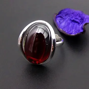 

FNJ 925 Silver Ring Green Chalcedony Original S925 Sterling Thai Silver Rings for Women Jewelry Adjustable Size Red Zircon