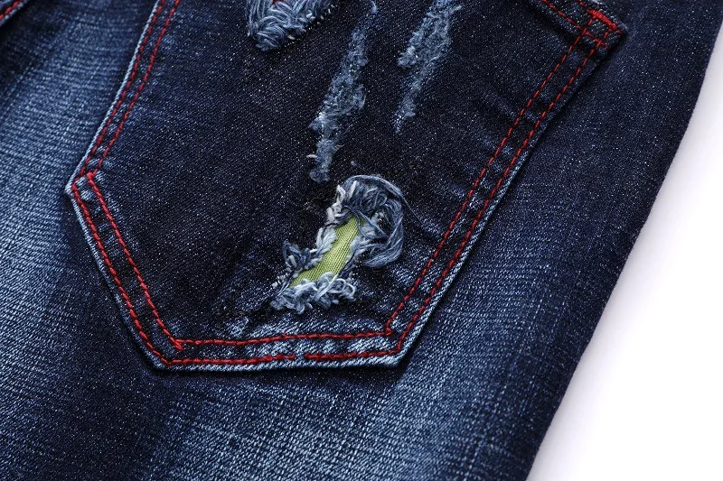 Мужские узкие мото джинсы Проблемные тонкий эластичный Байкер Жан брюки стрейч деним Штаны стирка Рваные джинсы светло-голубой 28-42