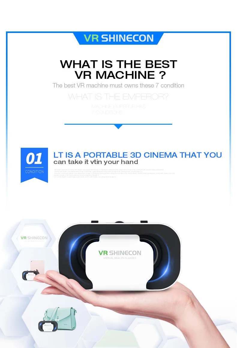 VR Shinecon последняя версия 5,0 VR Виртуальная реальность 3D очки Смарт Bluetooth беспроводной пульт дистанционного управления геймпад для 4,7-6,0 дюймов