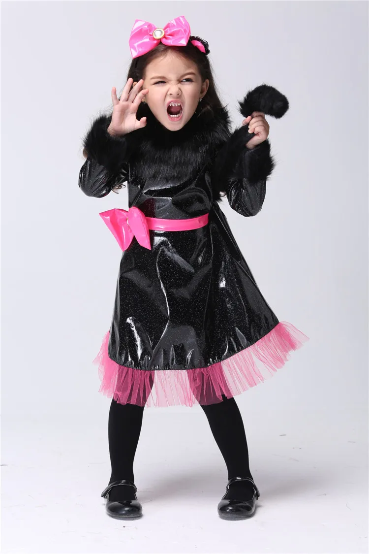 excellent girls halloween carnival party cat cosplay costume black leather bowknot dress kids cute outfit send - Cat Outfit For Halloween excellent girls halloween carnival party cat cosplay costume black leather bowknot dress kids cute outfit send - Cat Outfit For Halloween