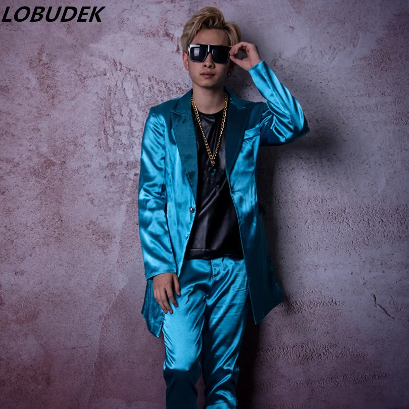 Мужской костюм для похода в ночной клуб Tide синий Модный подиума|male suit set|male suitsdj