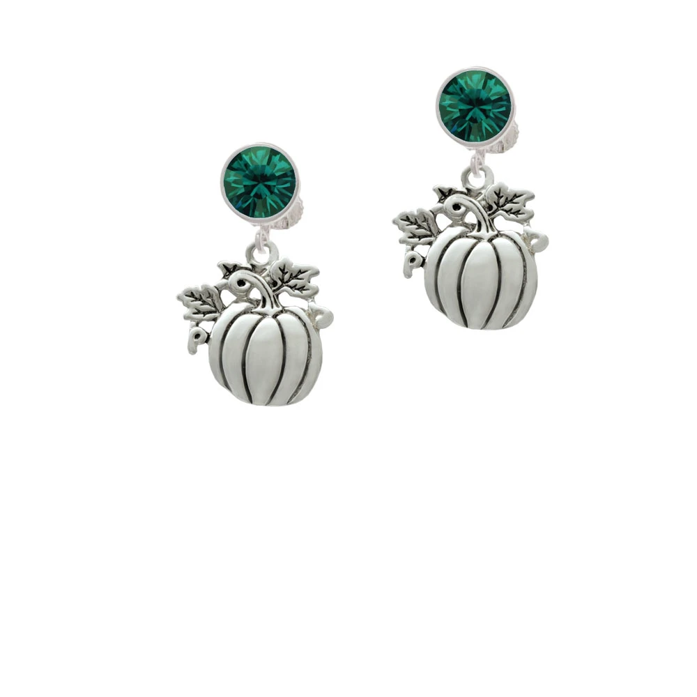 Large Antiqued Pumpkin Crystal Clip On Earrings (5)