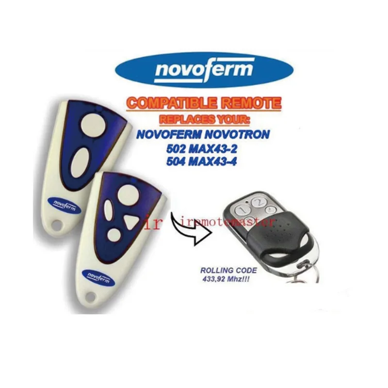 

2pcs For NOVOFERM NOVOTRON 502 MAX43-2/504 MAX43-4 transmitter 433,92mhz Rolling code free shipping