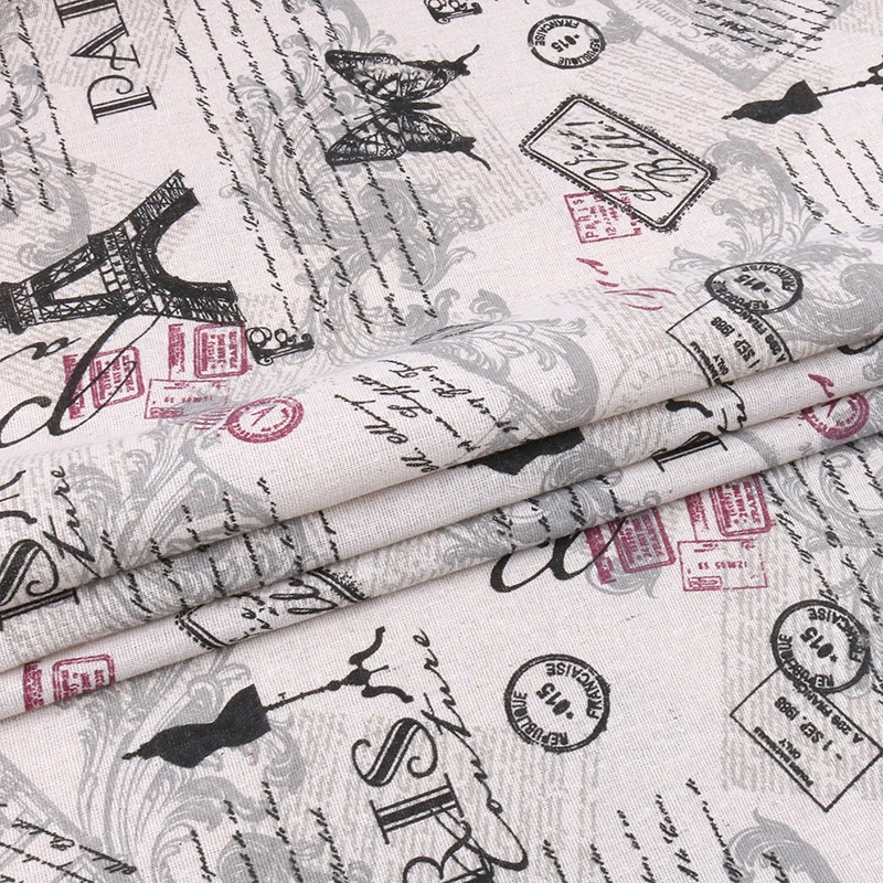 Nanchuang Tower Print Cotton Linen Fabric For DIY Sewing Sofa Curtain Bag Cushion Furniture Cover Quilting Material 100cmx150cm