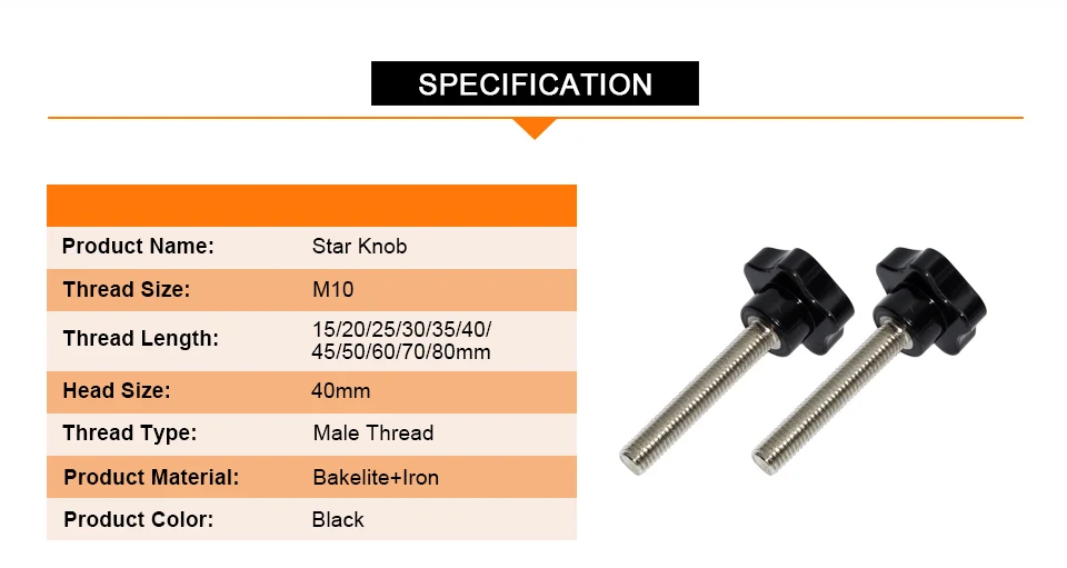 M10 наружная резьба звезда зажим для ручек из бакелита затянуть гайки ручка 40 мм Головка 15/30/50/80 мм резьба механические черные с накатанной головкой Гайка