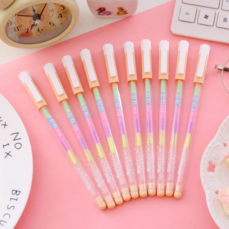 

6 In 1 0.5mm Rainbow Color Gel Pen Color Pens DIY Album Photo Decoration Highlighter Marker Pen Ball Point Pen