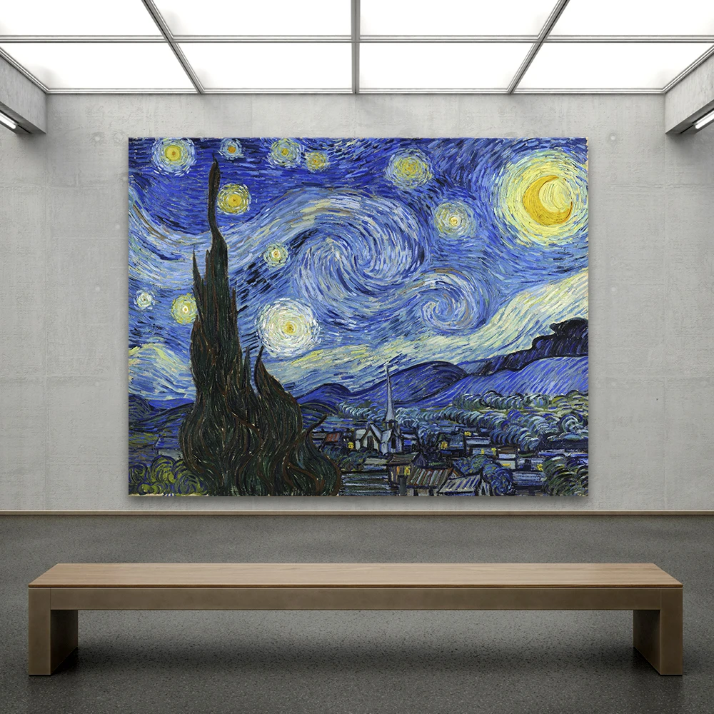 Картина QKART Impressionism Van Gogh звездная ночная картина на стену для офиса мотеля