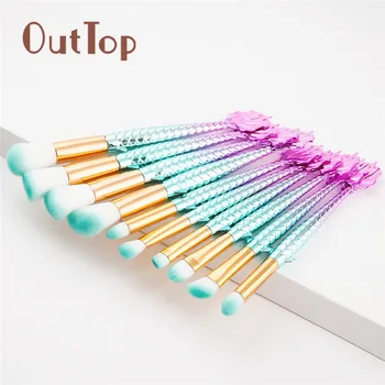 

2017 New 10Pc Fortune Fish Foundation Eyeshadow Contour Eye Lip Makeup glittering Brushes Set b@ dropship ppp