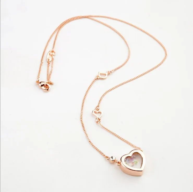 

New Fashion Jewelry Crystal from Swarovskis Infiniti Delicate Transparent Crystal Quicksand Heart Pendant Necklace For Women
