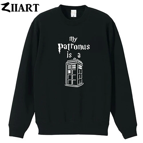 Doctor who my patrous is a Tardis police box, одежда для пар, мужская хлопковая осенне-зимняя флисовая толстовка для мальчиков - Цвет: BLACK