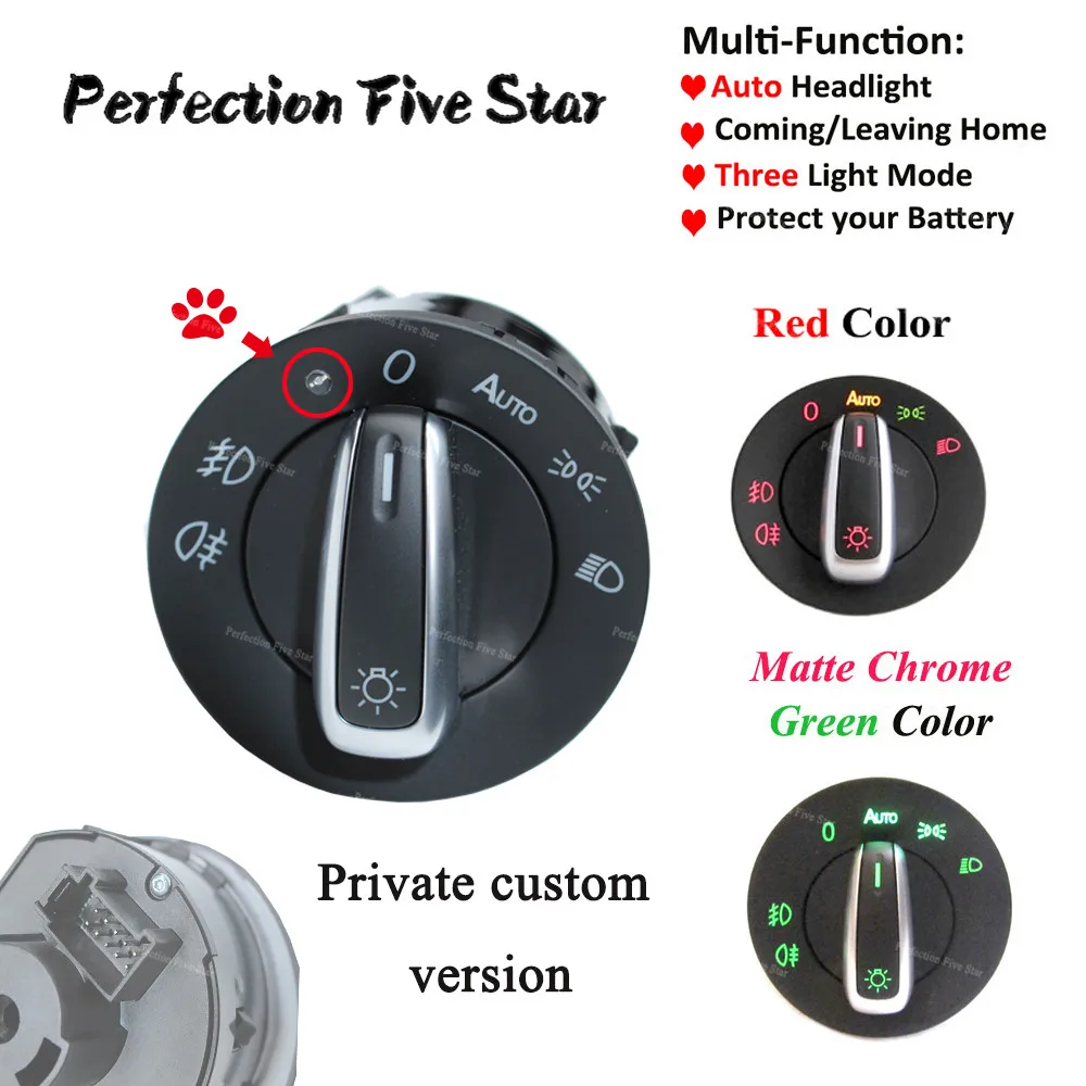 

Coming/Leaving Home AUTO Headlight Headlamp Switch Knob Light Sensor Module For VW Golf Jetta MK5 Tiguan Touran Passat For Skoda