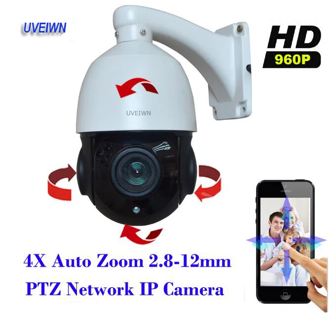 UVEIWN 1.3MP Full HD 960P Мини средняя скорость движения Купол IP PTZ камера 4X моторизованный