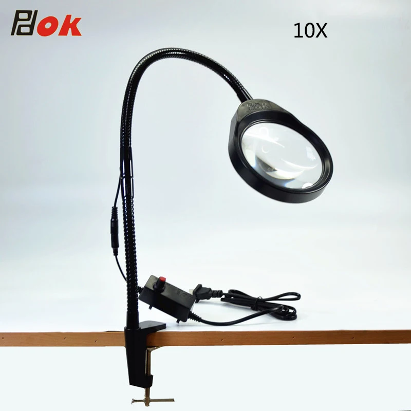 

PCB Inspection LED Magnifier 10x Magnifying Glass Adjustable Flexible Long Arm Clamp 10x Magnifier Reading Repairing Wholesales