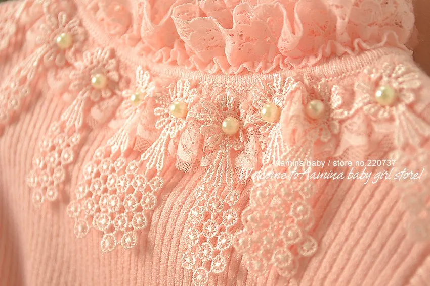 [Aamina] осенне-зимняя розовая гофрированная водолазка, Детский свитер колготки для маленьких девочек футболка детской одежды