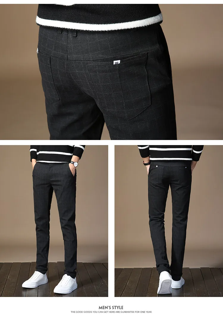 ICPANS мужская одежда брюки плед Бизнес повседневное Slim Fit Pantalon A Carreau Homme классический винтажный клетчатый костюм брюки Свадебные брюки