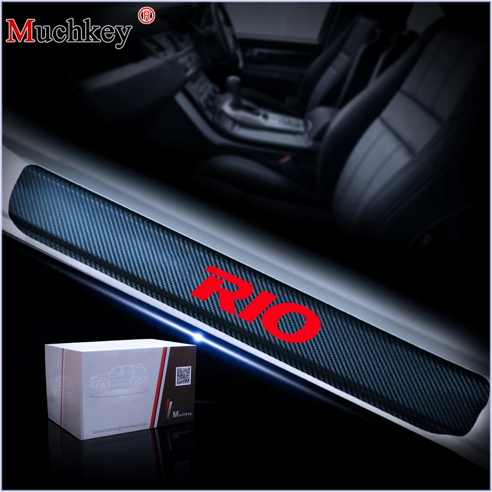 Decoration Scuff Plate Door Sill Carbon Fibre Sticker Car Decoration Scuff Plate Door Sill Carbon Fiber Sticker Car Accessories For Kia Rio K2 Sedan Hatchback