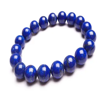 

Free Shipping 10.5 mm Blue Natural Lapis Lazuli Bracelets For Women Mens Christmas Gift Stretch Charm Round Bead Bracelet