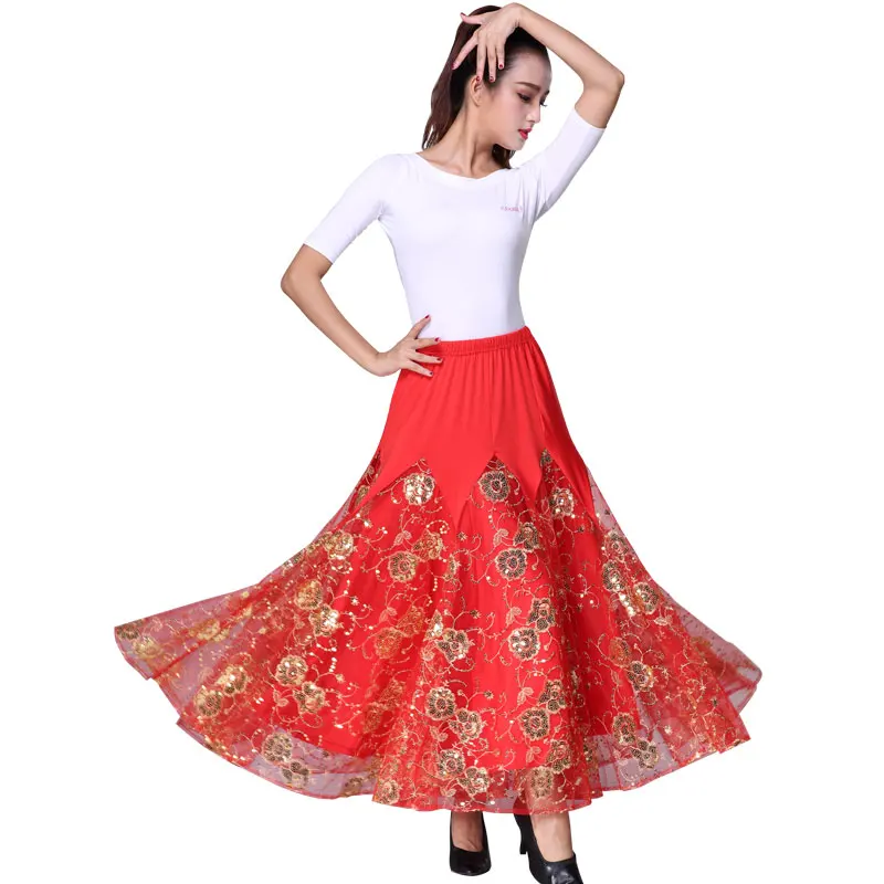 2019 new salsa ballroom skirt long hem dansa ballroom dance skirts for women waltz standard