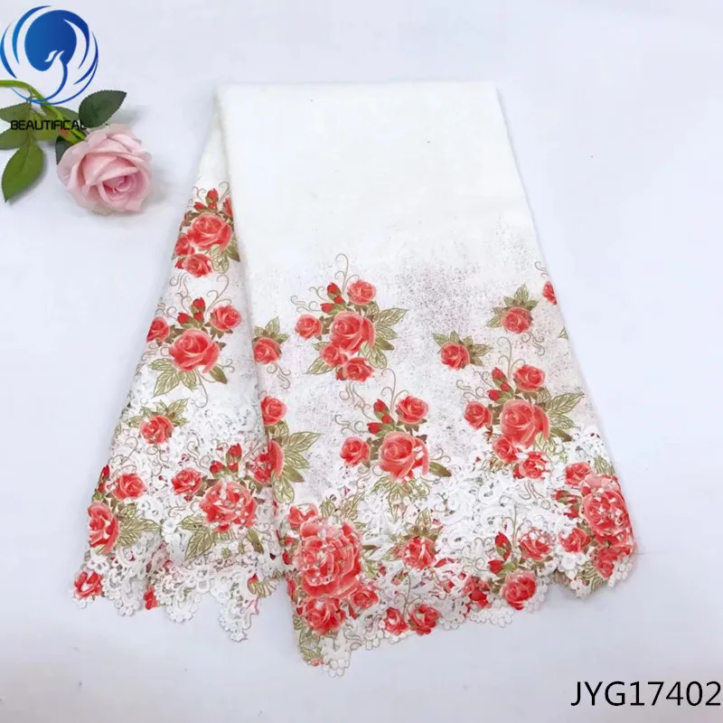 

Beautifical printed guipure lace fabrics 2018 high quality cord lace fabrics Water Soluble lace for women 5yards/lot JYG174