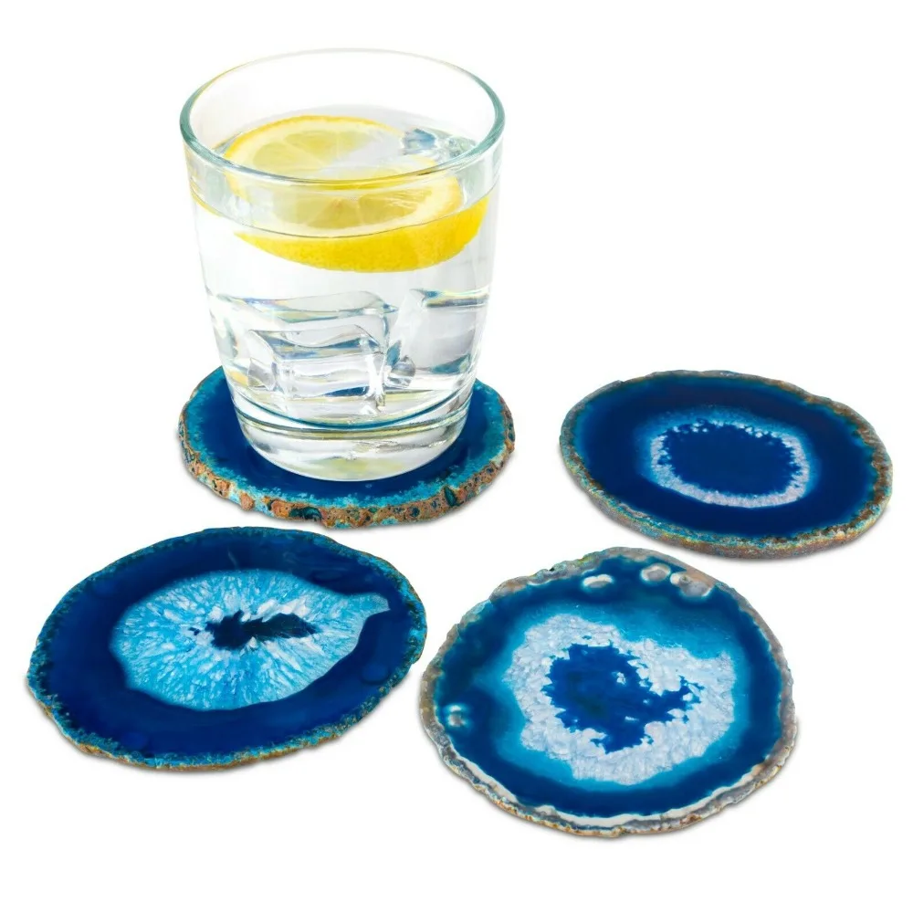 1 шт случайный товар голубой Агат ломтик чайная чашка коврик Geode бар напиток полированные подставки набор для украшения дома подарок
