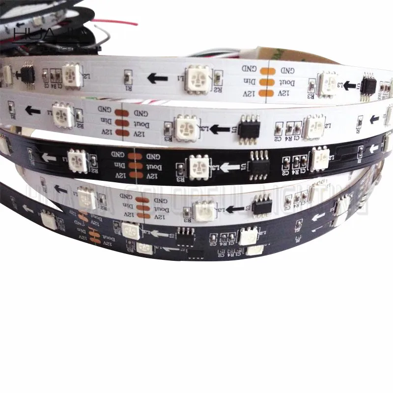 

1M 12V WS2811 30pcs/m 5050SMD Digital RGB Dream Color Pixel LED Strip 10mm Black/White PCB 30led/m WS2811 Led Strip 10 IC IP30
