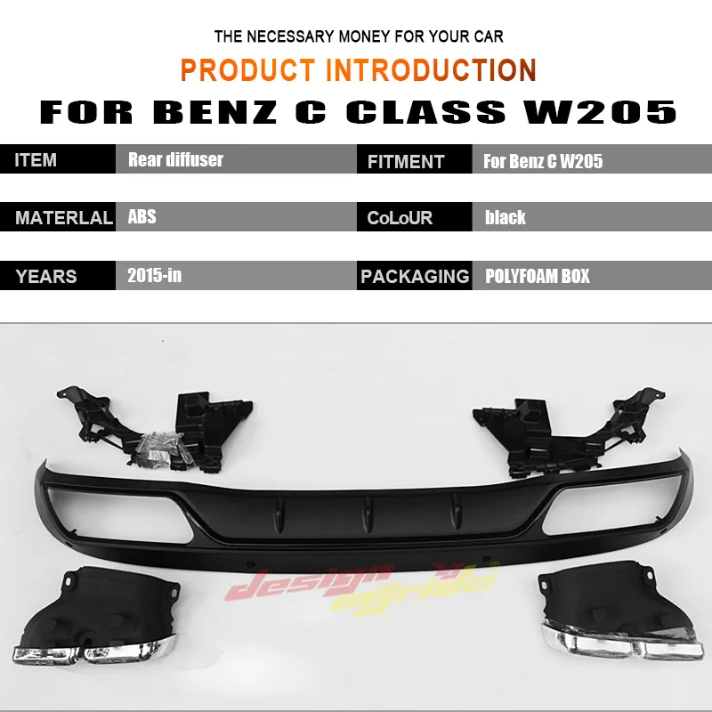 Для Mercedes Benz W205 задний бампер диффузор с выхлопная система ABS AMG Стиль c класса 4 двери C200 C220 C250 C300 c350 c400-в