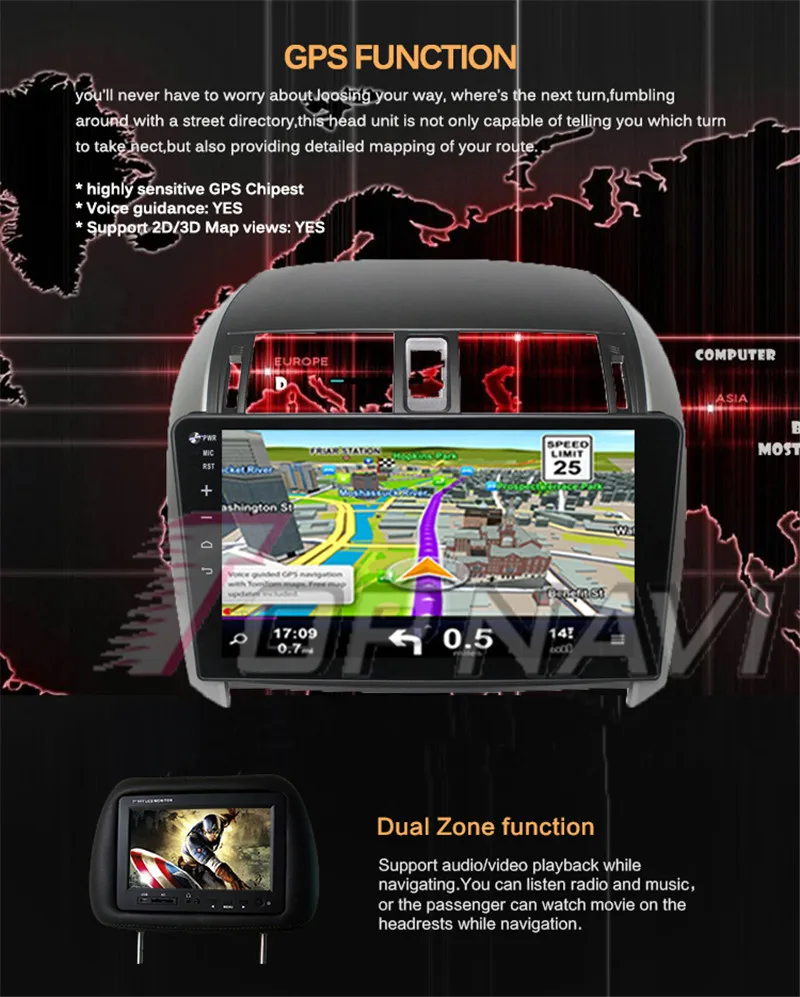 central multimidia For Toyota Corolla 2012