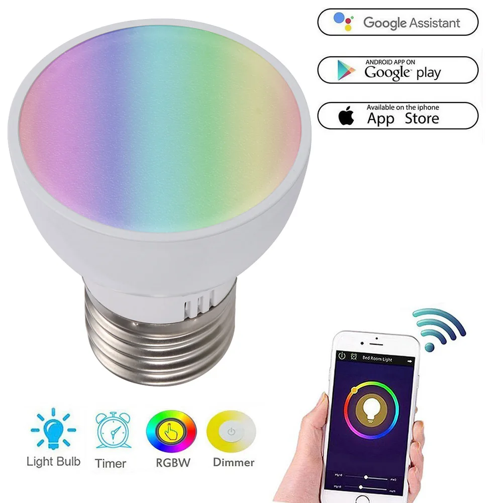 WiFi умная светодио дный лампа RGBW контроль времени затемненная лампа для Amazon Alexa и Google Home