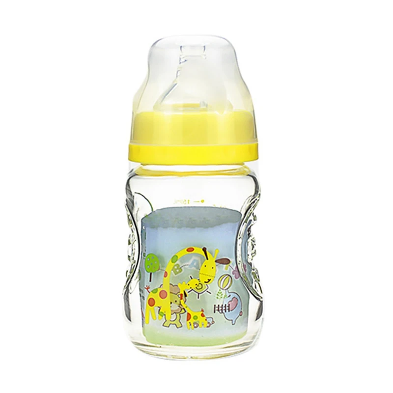 150 мл детская мультяшная стеклянная бутылка для молока с широким горлышком бутылка для сока детская бутылка для молока