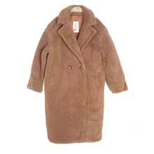 110 см Искусственный мех толстое теплое курчавое плюшевое пальто новая коллекция зимняя женская одежда негабаритных размеров с подкладкой бурелом коричневого цвета