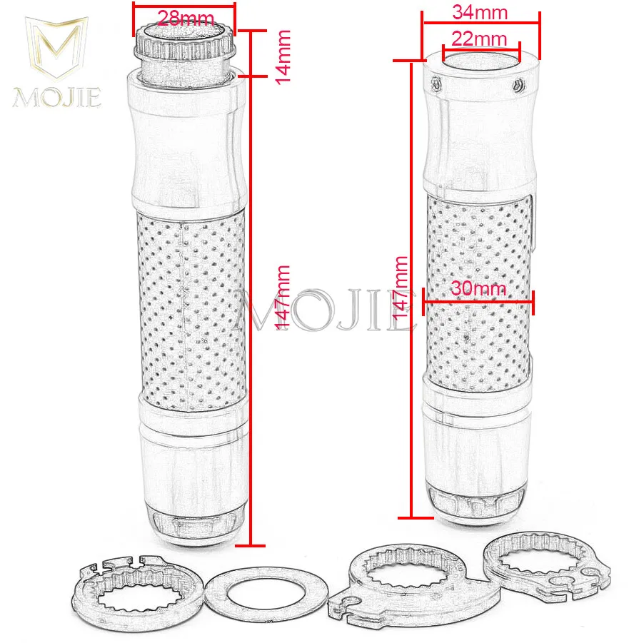 7/8 ручки мотоцикла Алюминий Резина гель для рук ручками Байк Pitbike мотоцикл руль для Harley Honda BMW