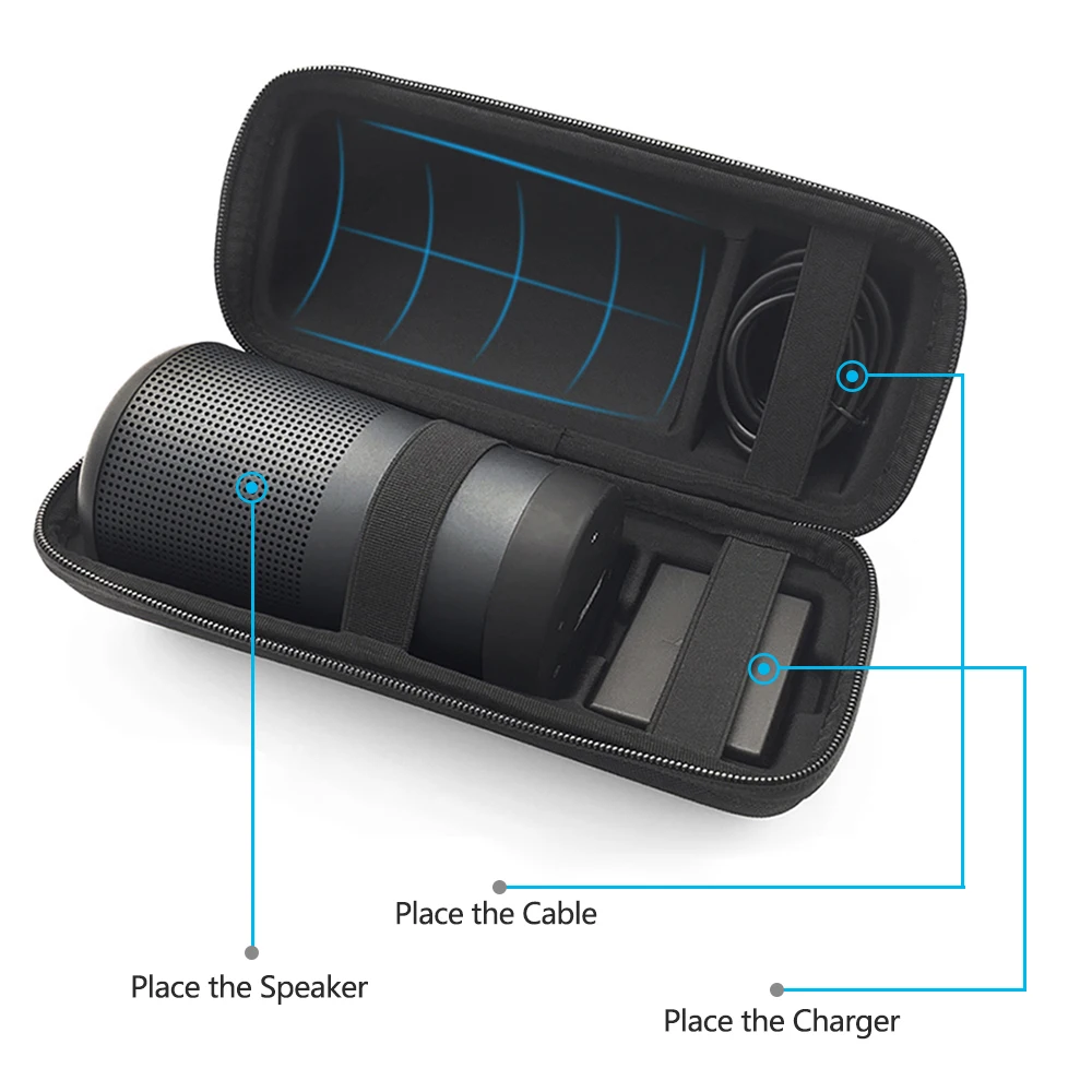 

2019 New Travel Case For Bose Soundlink Revolve Case EVA Carry Protective Speaker Box Pouch Cover Extra Space For Plug & Cables