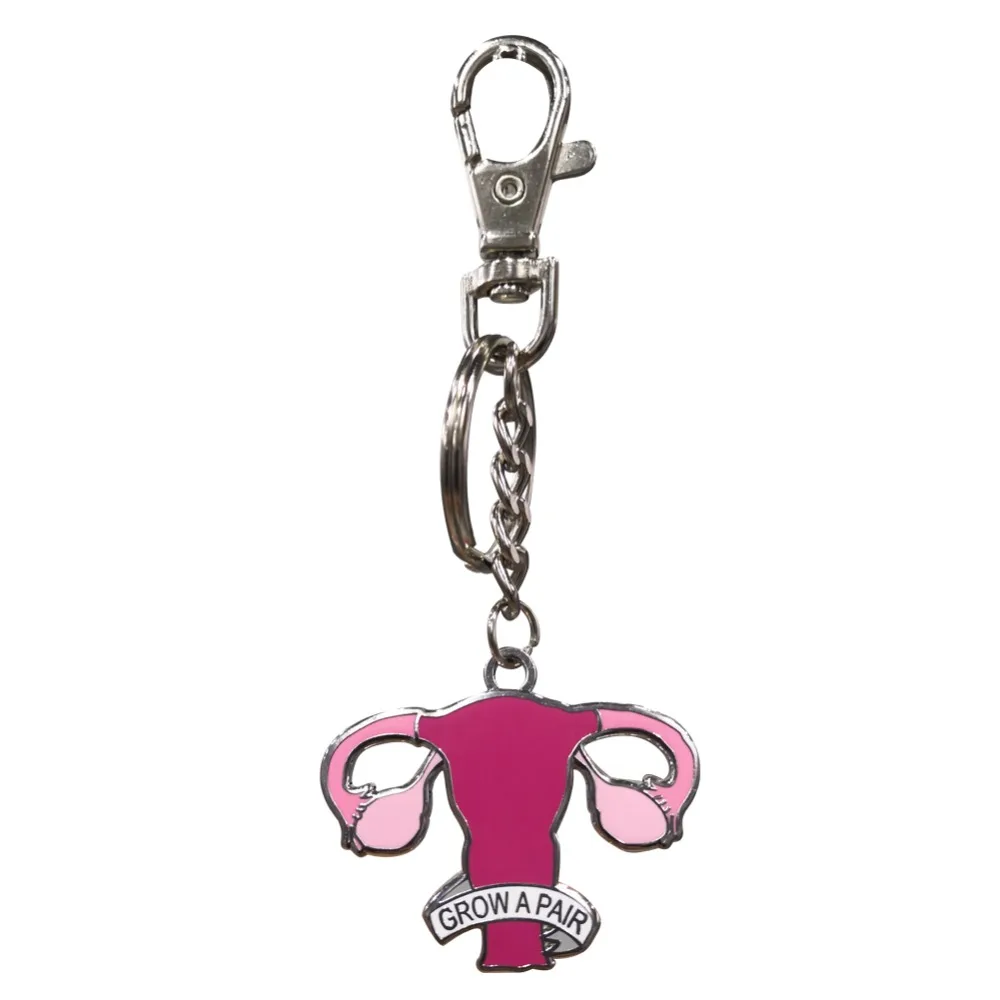 

Grow A Pair Ovarian Feminist Gilr Mom Gift Hard Enamel Keyring Keychain