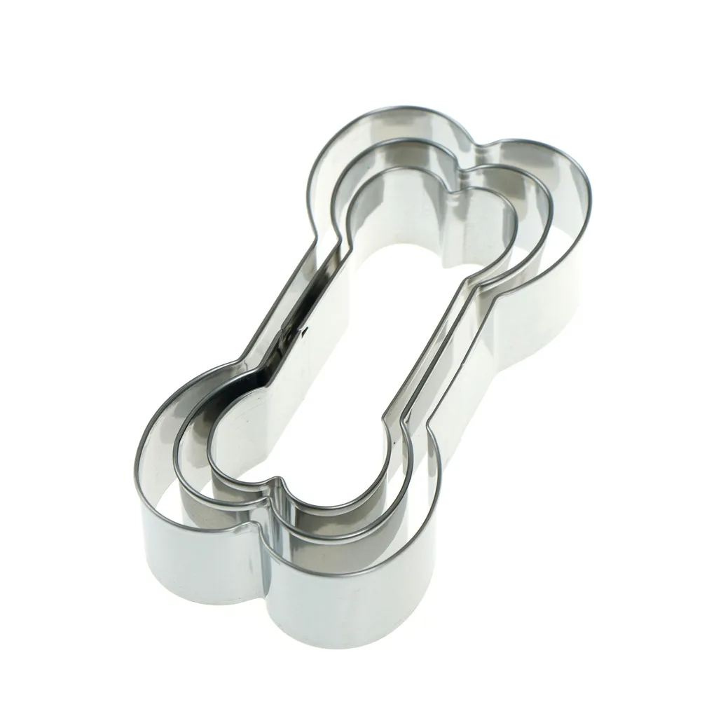 DIY bake Cake Mold 3pcs Dog Bone Shaped Stainless Steel Cookie Cutter Set Pastry Biscuit Mould Stamps | Дом и сад