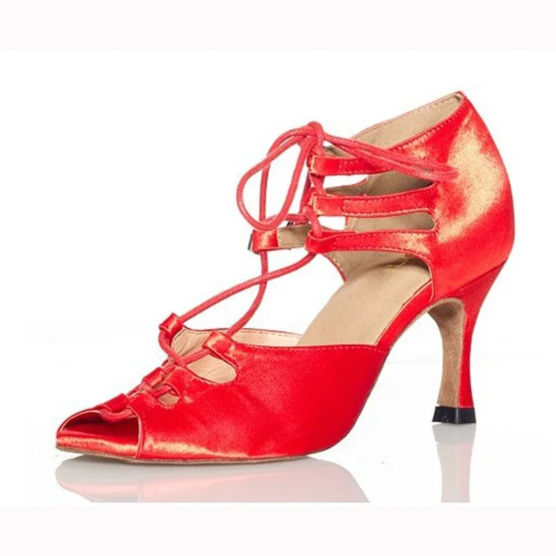 Online Zapatos de baile para mujer zapatos de baile latino negro rojo Salsa Tango Samba Kizomba Bachata zapatos de baile Social de tacón alto 7,5 8,5 10 cm 1810