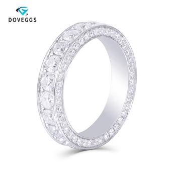 

DovEggs 14K 585 White Gold 3 CTW FG Color Lab Grown Moissanite Wedding Band With Moissanite Accents for Women
