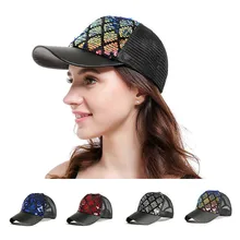 Беговая Кепка Спортивная Кепка конский хвост грязные булочки Дальнобойщик простой бейсбольный Козырек Кепка папа Регулируемый головной убор Алмазные Блестки#2p29