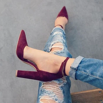 

Dropshipping Women Pumps Sexy High Heels Shoes Ladies Lace Up Point Toe Party Wedding Pump Black Woman Shoes 35-43 Chaussures