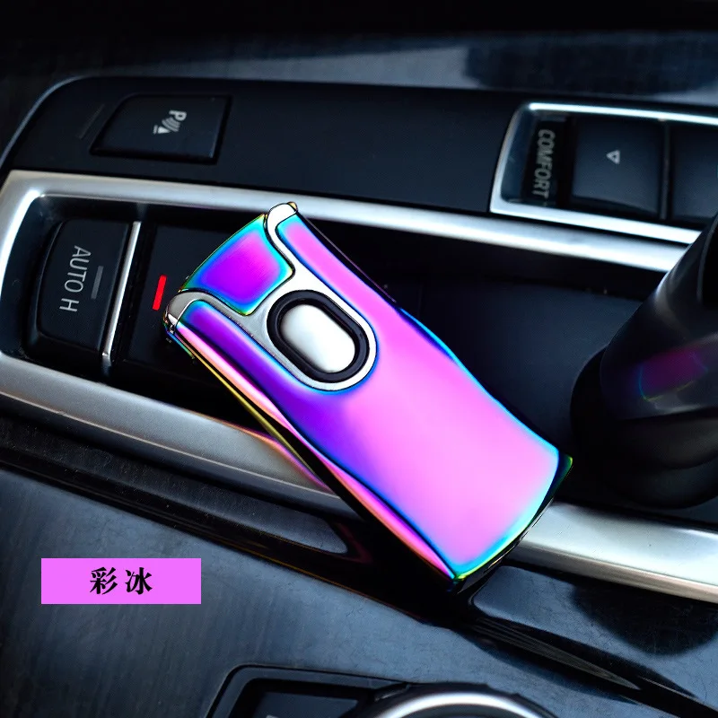 Touch the fingerprint USB charging double arc creative personality windproof lighters metal can be made advertising HB872 | Дом и сад