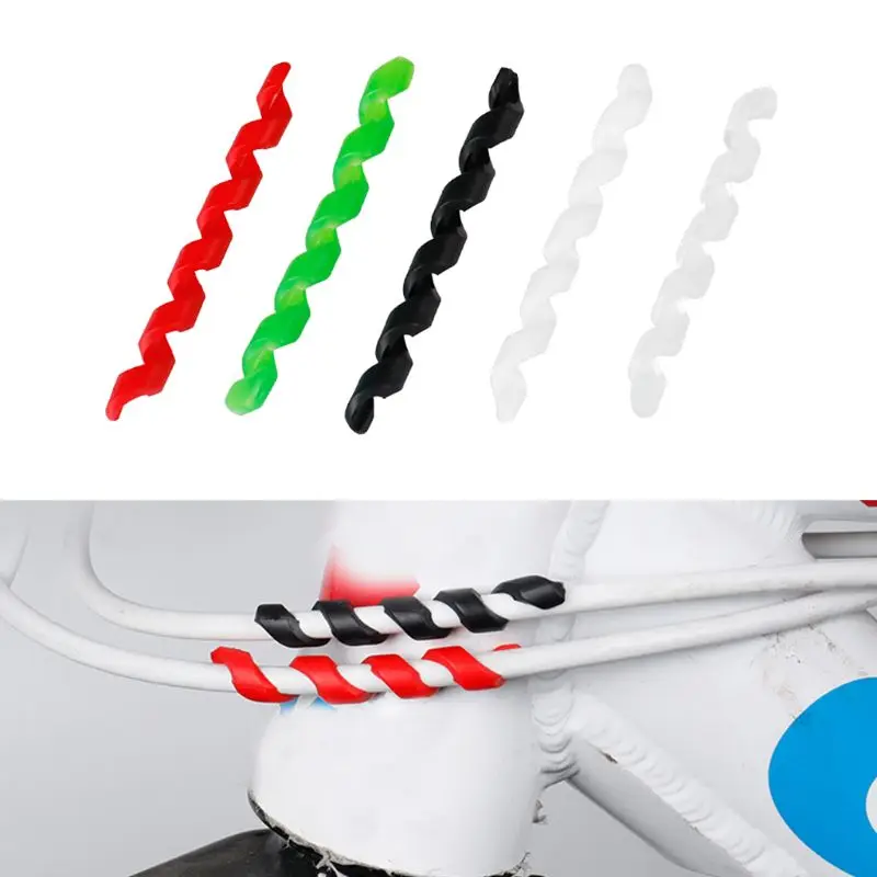 

5pcs Bicycle Cable Housing Spiral Shape Protector Bike Frame Guard Line Brake Pipe Silicone Protection Cover