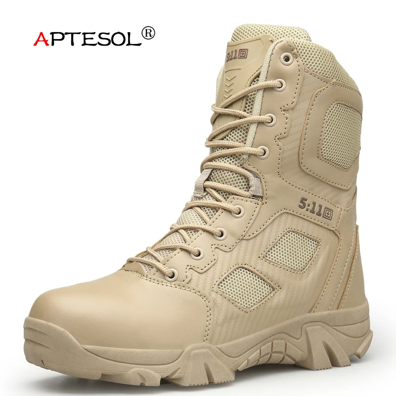 

APTESOL Men's Sport Camping Tactical Shoes Waterproof Climb Mountain Leather Hiking Sneakers for Men Outdoor Trekking Boots
