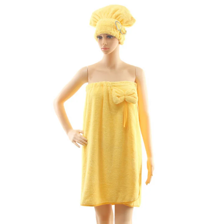 1 компл./лот)! Из Микрофибры Полотенца 1 шт. бантом Для ванной Полотенца юбка+ 1 шт. волос Полотенца быстросохнущая Ванная комната Полотенца для взрослых - Цвет: Yellow